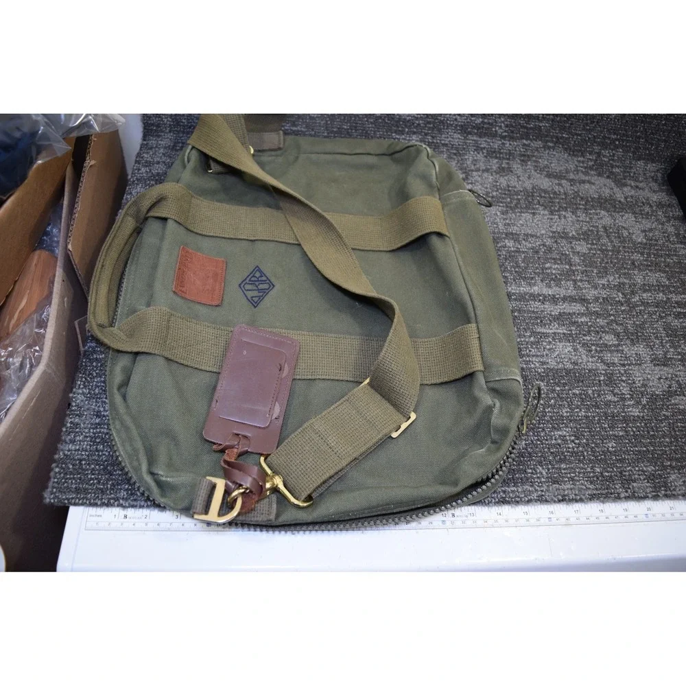 Vintage Y2K 90's Lands' End Square Rigger Messenger Bag HEAVY Canvas Green LRB
